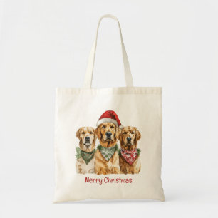 Merry Christmas Golden Retriever Dogs Tote Bag