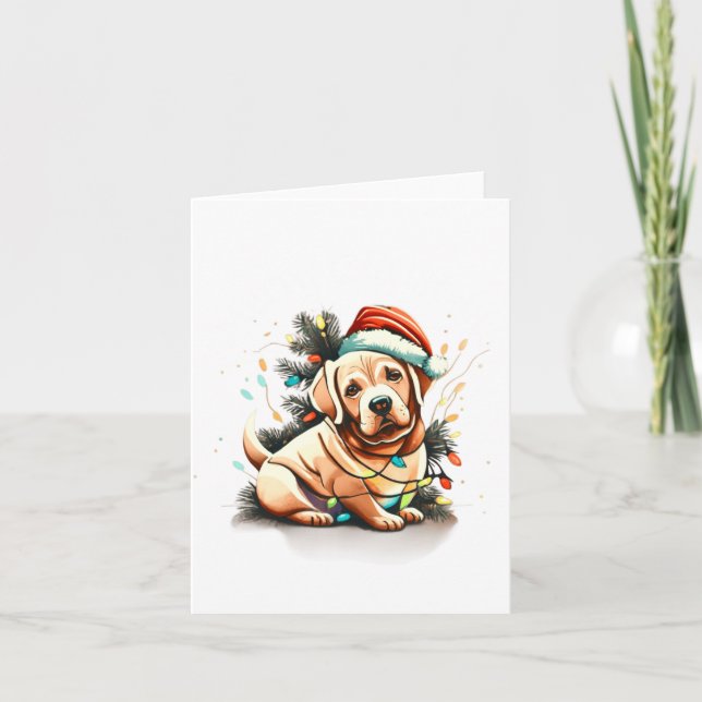 Merry Christmas Golden Retriever Puppy  Card (Front)