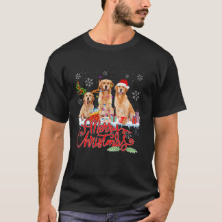 Merry Christmas Golden Retriever Santa Reindeer Li T-Shirt
