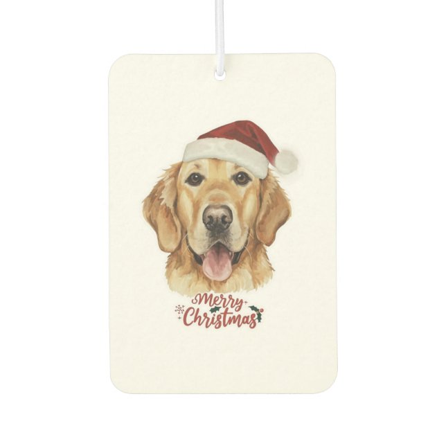 Merry Christmas Golden Retriver dog   Air Freshener (Front)