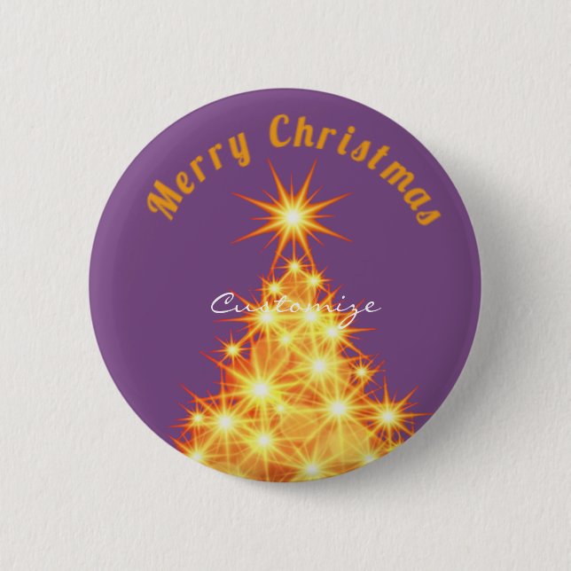 Merry Christmas Golden Tree Thunder_Cove 2 Inch Round Button (Front)