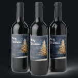 Merry Christmas Golden Tree Wine Label<br><div class="desc">Merry Christmas Golden Tree Wine Label</div>