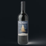 Merry Christmas Golden Tree Wine Label<br><div class="desc">Merry Christmas Golden Tree Wine Label</div>