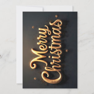 "Merry Christmas" golden writing in English Holiday Card