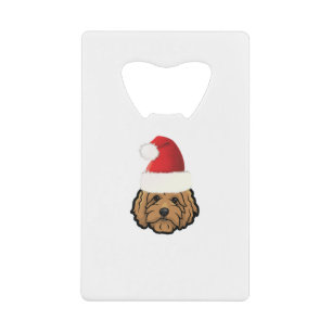 Merry christmas goldendoodle dog credit card bottle opener