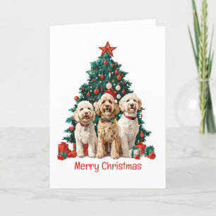 Merry Christmas Goldendoodle Dogs Holiday Card