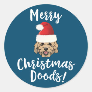 Merry Christmas Goldendoodle Funny Golden Doodle Classic Round Sticker