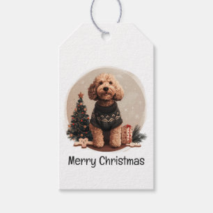 Merry Christmas Goldendoodle Puppy Dogs Gift Tags