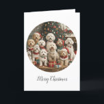 Merry Christmas Goldendoodle Puppy Dogs Holiday Card<br><div class="desc">Cute illustration of Goldendoodle dogs dressed in holiday attire. Perfect for pet lovers and owners during the holiday season.</div>