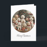 Merry Christmas Goldendoodle Puppy Dogs Holiday Card<br><div class="desc">Cute illustration of Goldendoodle dogs dressed in holiday attire. Perfect for pet lovers and owners during the holiday season.</div>