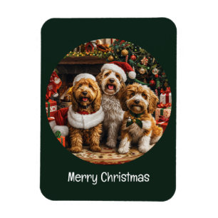 Merry Christmas Goldendoodle Puppy Dogs Magnet
