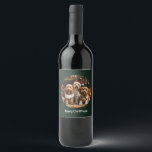 Merry Christmas Goldendoodle Puppy Dogs Wine Label<br><div class="desc">Cute illustration of Goldendoodle dogs dressed in holiday attire. Perfect for pet lovers and owners during the holiday season.</div>