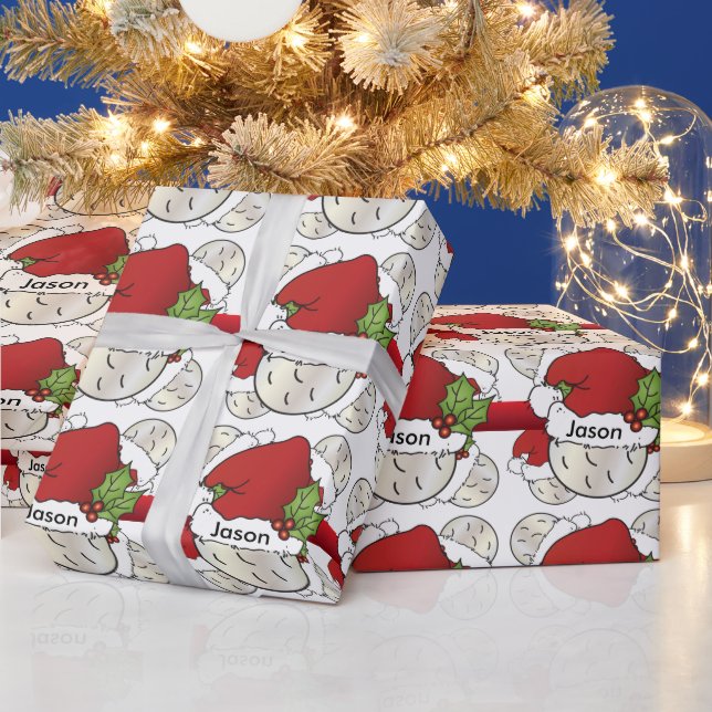 Merry Christmas Golf Ball | DIY Name Wrapping Paper (Holidays)
