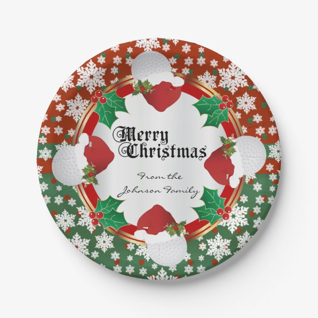 Merry Christmas Golf Lovers Paper Plate (Front)