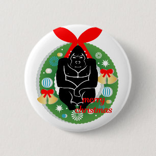 merry christmas gorilla 2 inch round button