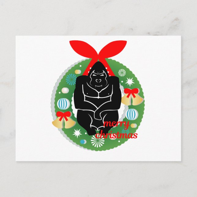 merry christmas gorilla holiday postcard (Front)