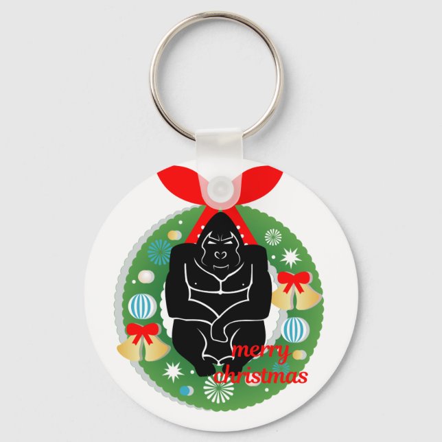merry christmas gorilla keychain (Front)