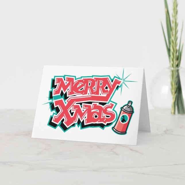 Merry Christmas Graffiti Holiday Card (Front)