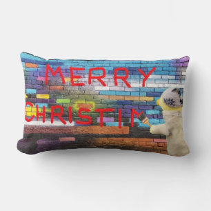 Merry Christmas Graffiti Lumbar Pillow