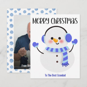 Merry Christmas Grandfather Cute Photo Christmas Holiday Card