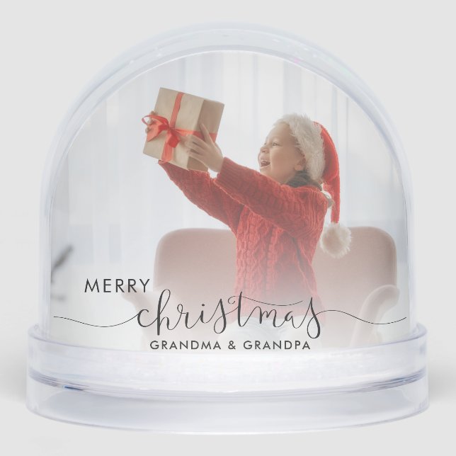 Merry Christmas Grandma and Grandpa Photos Custom Snowglobe (Front)