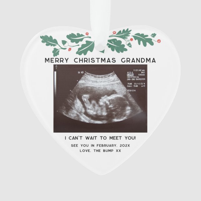 Merry Christmas Grandma Baby Scan Keepsake Ornament (Front)