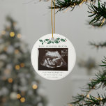 Merry Christmas Grandma Baby Ultrasound Ceramic Ornament<br><div class="desc">It's always a good time to share this exciting news with your nearest and dearest. Perfect Christmas gift idea for the grandma to be with ultrasound photo. Customize this unique announcement display, add your details and let everyone know about this special news. Great gift for new parents and baby showers....</div>