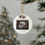 Merry Christmas Grandma Floral Ultrasound Photo Ceramic Ornament<br><div class="desc">It's always a good time to share this exciting news with your nearest and dearest. Perfect Christmas gift idea for the grandma to be with ultrasound photo. Customize this unique announcement display, add your details and let everyone know about this special news. Great gift for new parents and baby showers....</div>