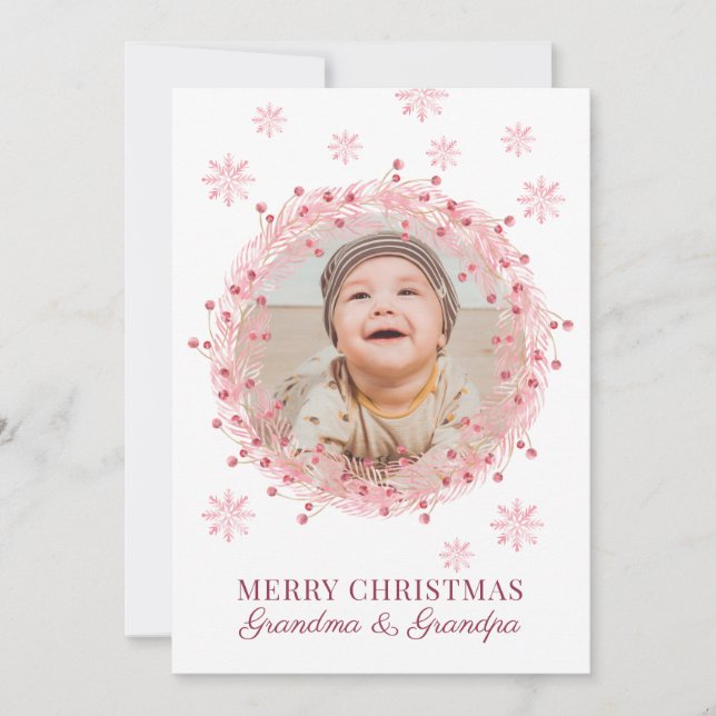 Merry Christmas Grandma Grandpa Baby Photo  (Front)