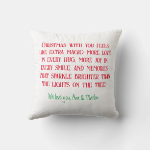 Merry Christmas Grandma & Grandpa, Customized Text Throw Pillow