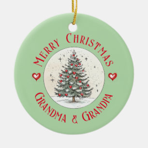 Merry Christmas Grandma & Grandpa Gift, Photo  Ceramic Ornament
