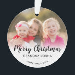 Merry Christmas Grandma Grandparent Name Photo Ornament<br><div class="desc">Simple Modern Merry Christmas Grandma Grandparent Photo Ornament</div>