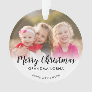 Merry Christmas Grandma Grandparent Name Photo Ornament