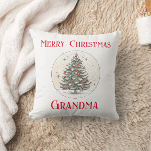 Merry Christmas Grandma, Granny Poem, Vintage    Throw Pillow