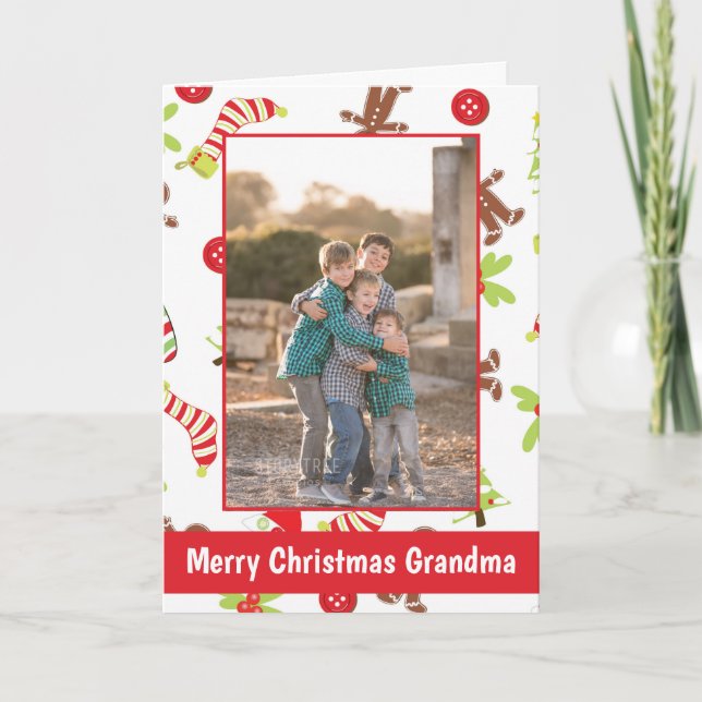 Merry Christmas Grandma Holiday Photo Card (Front)