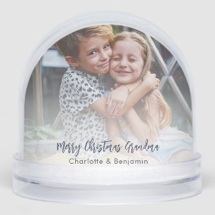Merry Christmas Grandma Kids Photo Keepsake Custom Snowglobe