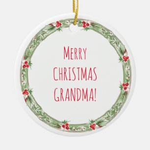 MERRY CHRISTMAS GRANDMA! Love Grandchild XOXO Ceramic Ornament
