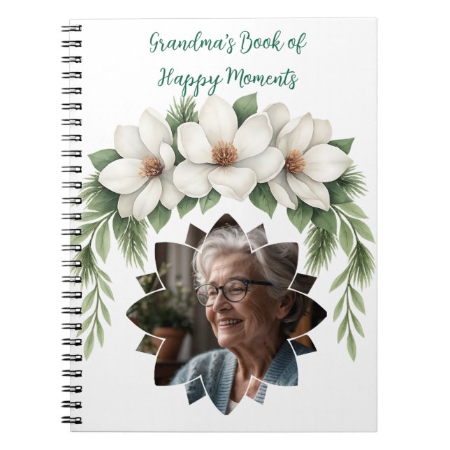 Merry Christmas Grandma Photo Holiday Gift Notebook (Front)