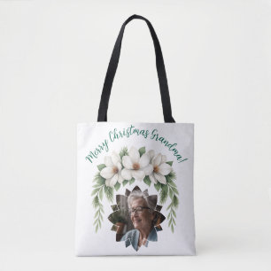 Merry Christmas Grandma Photo Holiday Gift Tote Bag