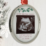 Merry Christmas Grandma Pregnancy Announcement Metal Ornament<br><div class="desc">It's always a good time to share this exciting news with your nearest and dearest. Perfect Christmas gift idea for the grandma to be with ultrasound photo. Customize this unique announcement display, add your details and let everyone know about this special news. Great gift for new parents and baby showers....</div>