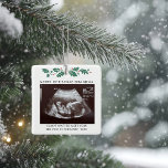 Merry Christmas Grandma Pregnancy Baby Scan Photo Ceramic Ornament<br><div class="desc">It's always a good time to share this exciting news with your nearest and dearest. Perfect Christmas gift idea for the grandma to be with ultrasound photo. Customize this unique announcement display, add your details and let everyone know about this special news. Great gift for new parents and baby showers....</div>