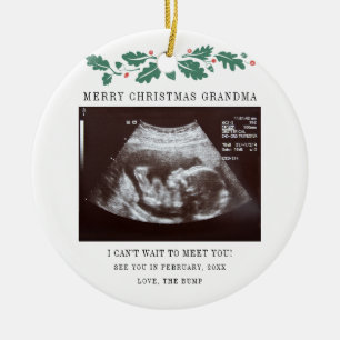 Merry Christmas Grandma Pregnancy Sonogram Ceramic Ornament