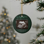 Merry Christmas Grandma Pregnancy Sonogram Ceramic Ornament<br><div class="desc">It's always a good time to share this exciting news with your nearest and dearest. Perfect Christmas gift idea for the grandma to be with ultrasound photo. Customize this unique announcement display, add your details and let everyone know about this special news. Great gift for new parents and baby showers....</div>