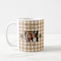 Merry Christmas Grandpa Brown Gingham Photo 