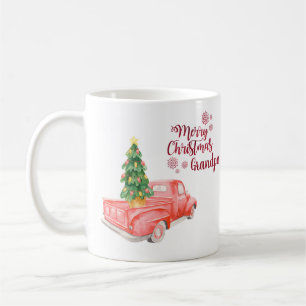 Merry Christmas Grandpa RED TRUCK Personalized Coffee Mug