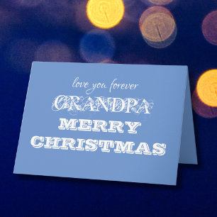 Merry Christmas Grandpa Simple Personalized  Blue Card