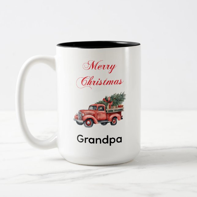 Merry Christmas Grandpa Two-Tone Coffee Mug (Left)