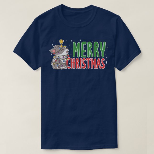 Merry Christmas Gray Wolf With Xmas Lights Lover F T-Shirt (Design Front)