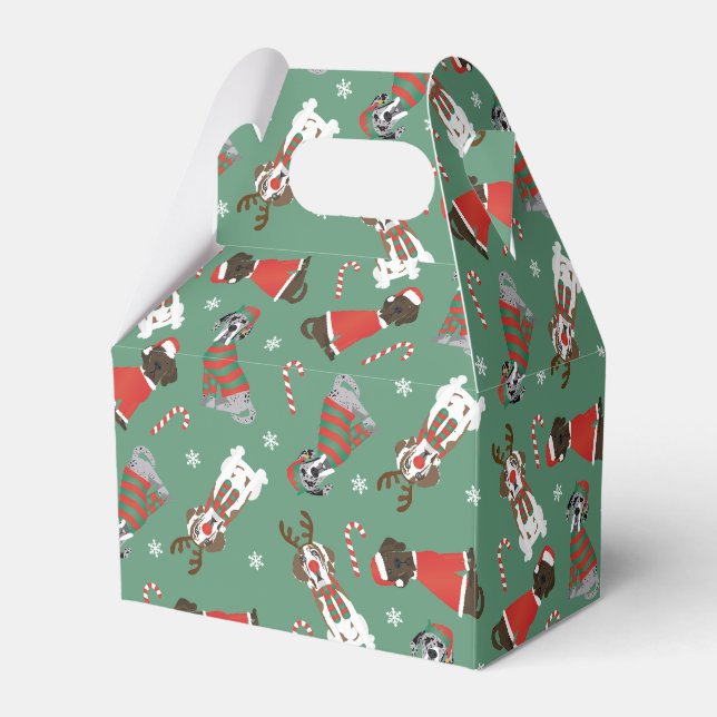 Merry Christmas Great Dane Dogs Favor Box (Front Side)