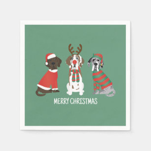 Merry Christmas Great Dane Dogs Napkin